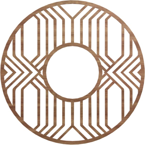 Ekena Millwork Empire Wood Fretwork Pierced Ceiling Medallion, Walnut, 32"OD x 11 3/4"ID x 3/8"T CMWP32X32X0375EPWA - main